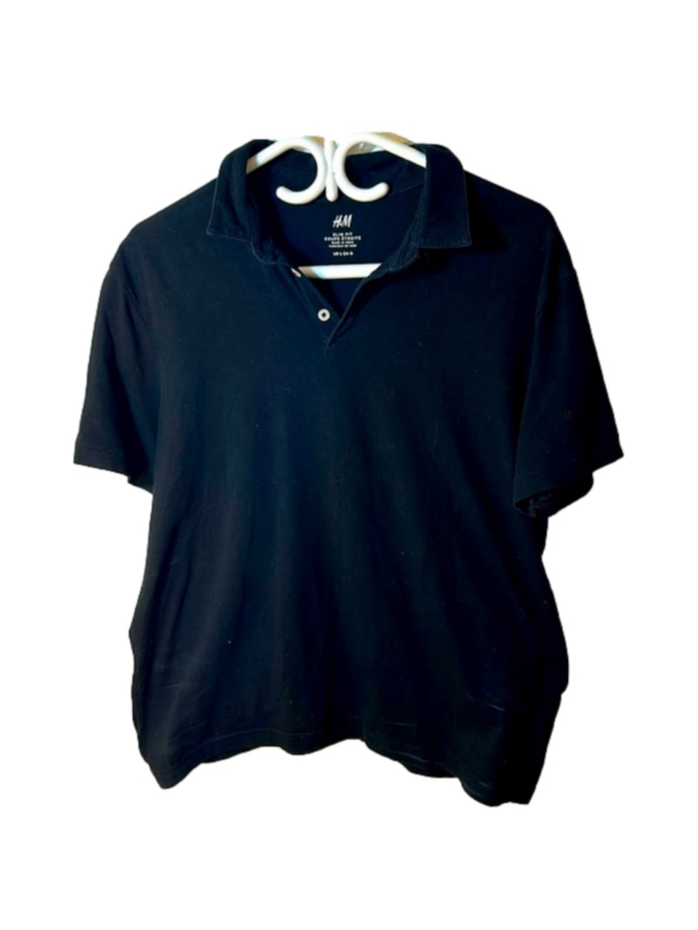 large H&M slim fit black polo golf shirt Size large